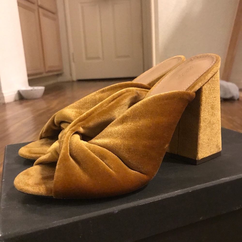 Gold Velvet Mules